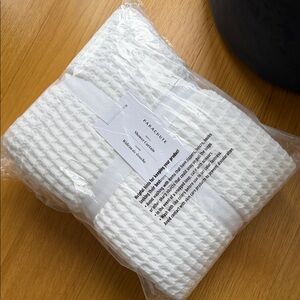 Parachute White Waffle-Textured Shower Curtain